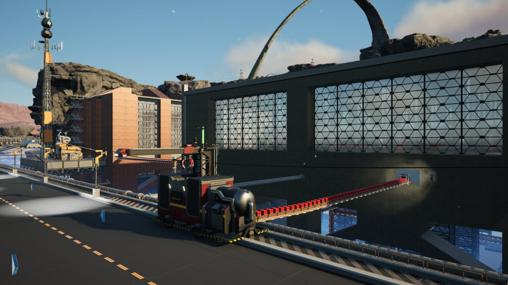 A screenshot of Satisfactory showing Hypnotizd building a wall near the new truck fueling station.