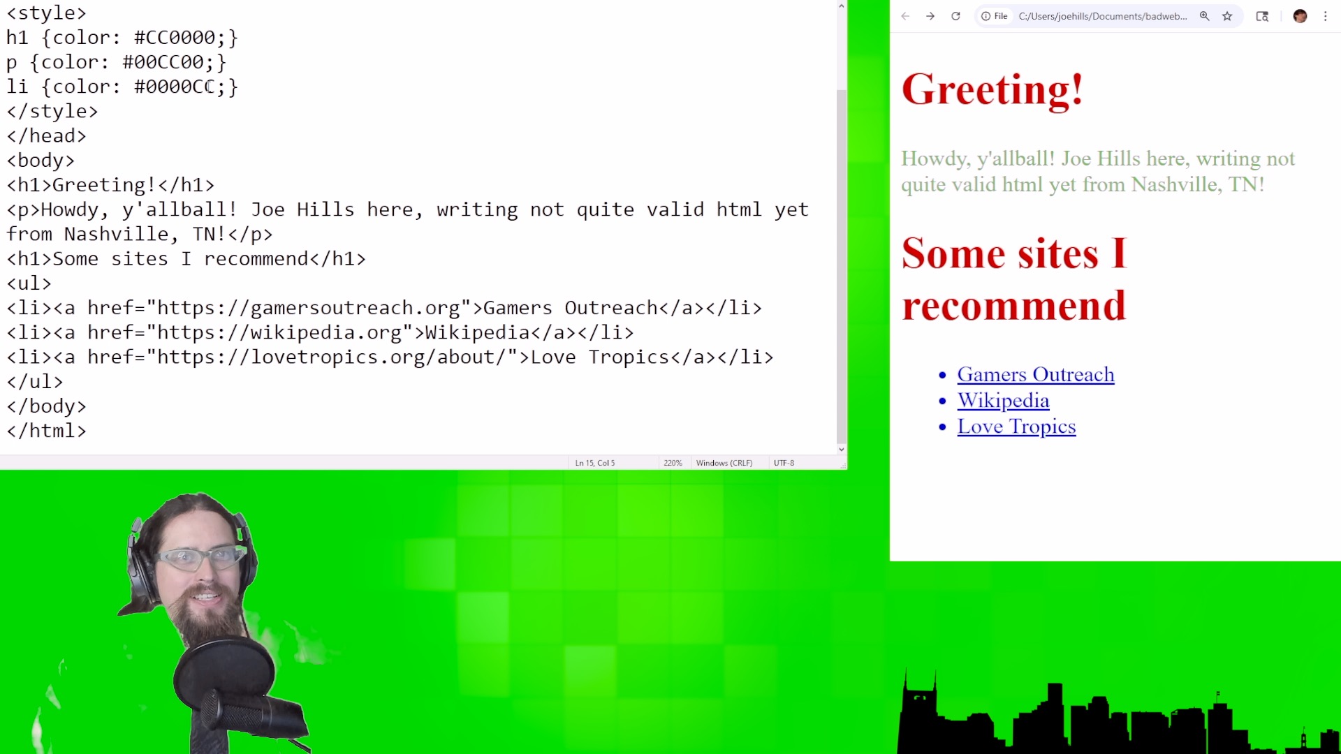 A screenshot showing how the CSS styles change the color of the result.