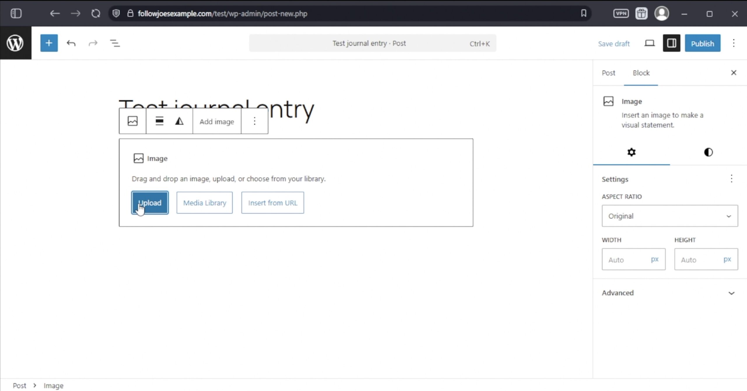 A screenshot of the WordPress media uploader